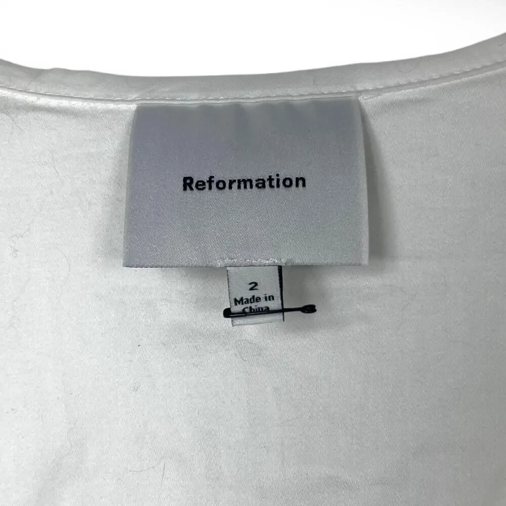 Reformation White Cotton Renna Blouse Top Size 2 - Picture 11 of 13